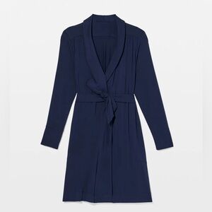 Soma Cool Nights Long Sleeve Robe with Attached Tie Belt in Nightfall Navy